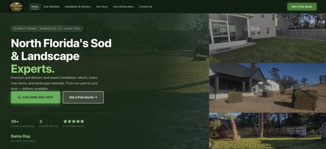 Thompson's Landscape Solutions sod web site